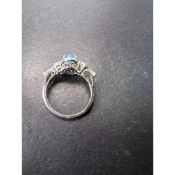 Blue and white topaz sterling silver halo ring size 9 - Picture 8 of 11
